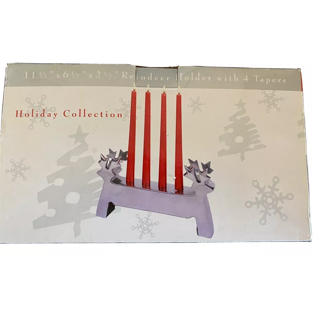 Roebuck Holiday Collection Reindeer Taper Candle Holder 11.5"x6.5"x2.5"